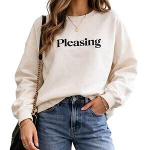 Harry Styles The Pleasing Crewneck Cream Sweater Size Large 100% Cotton MSRP $95